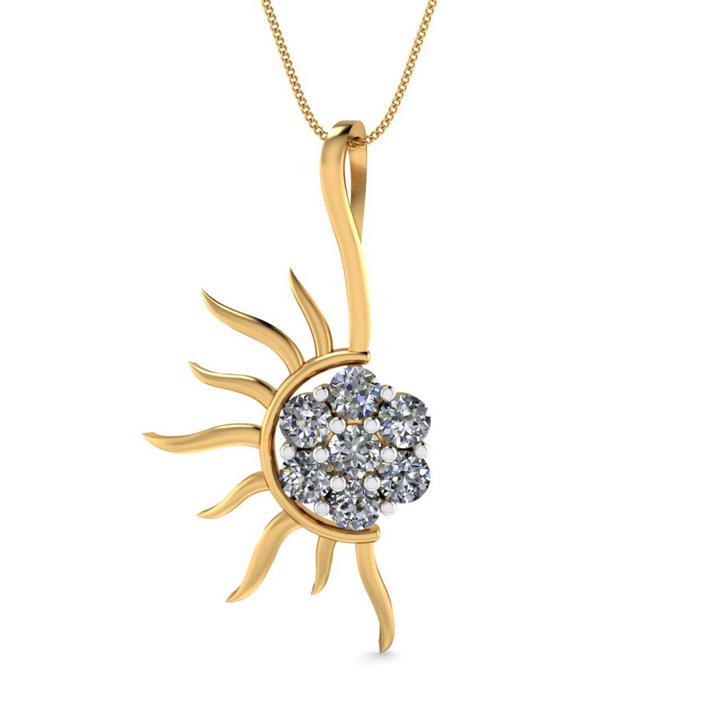 KuberBox 18K Yellow Gold Rising Rays Pendant