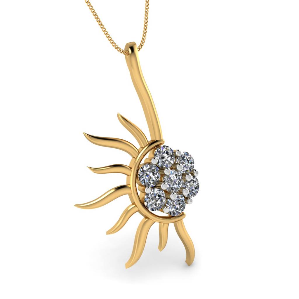 KuberBox 18K Yellow Gold Rising Rays Pendant