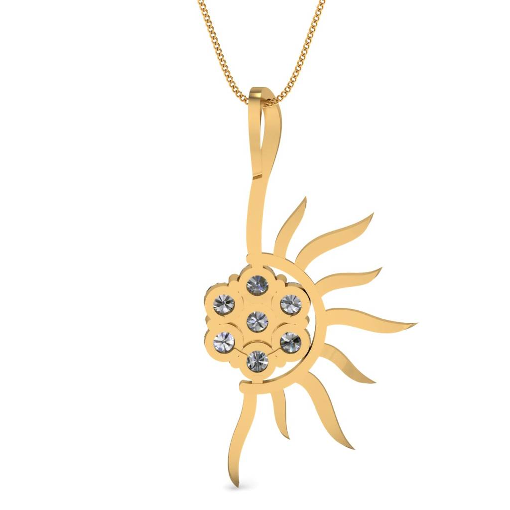 KuberBox 18K Yellow Gold Rising Rays Pendant