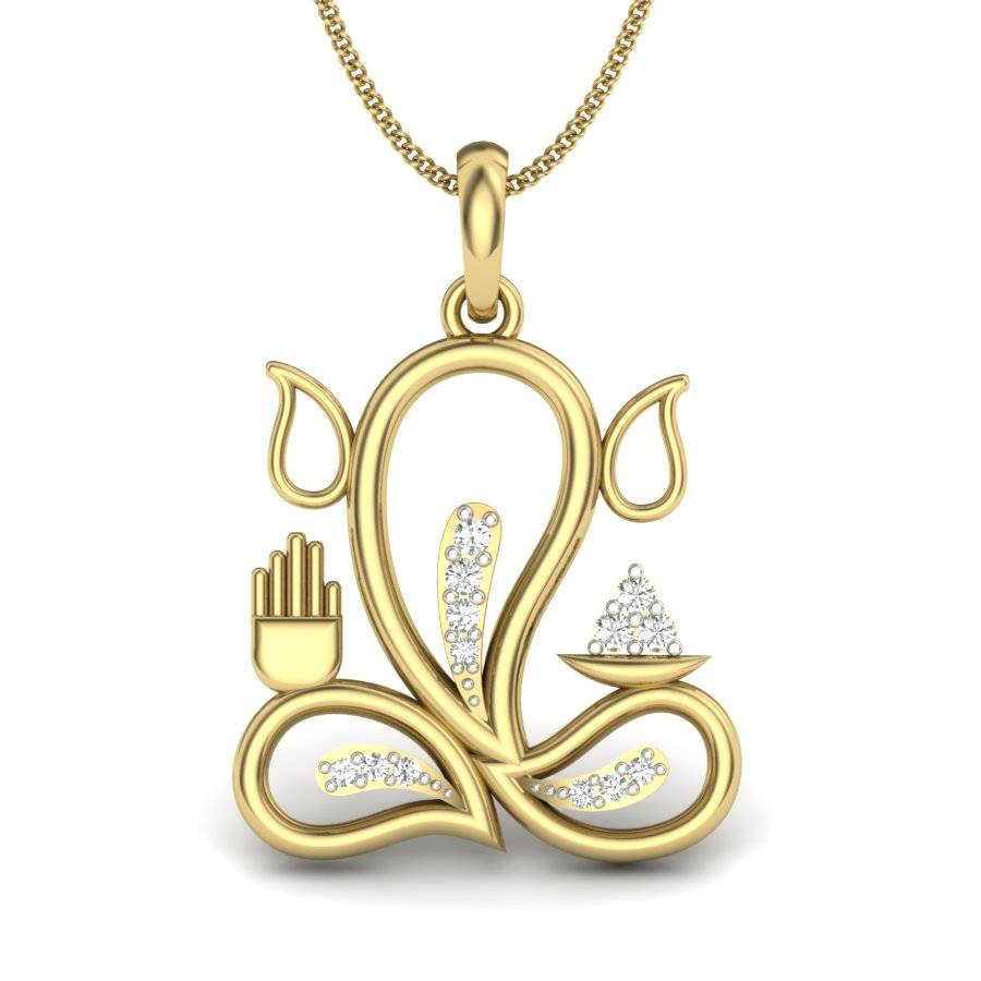 KuberBox 18K Yellow Gold Ganpati Pendant