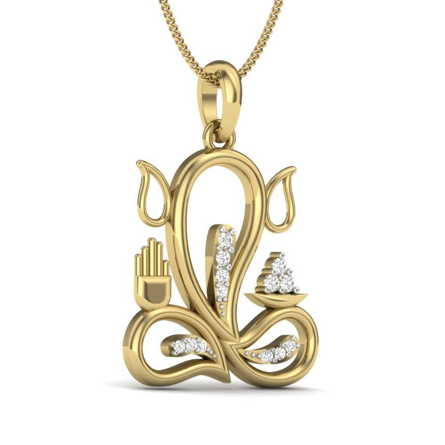 KuberBox 18K Yellow Gold Ganpati Pendant