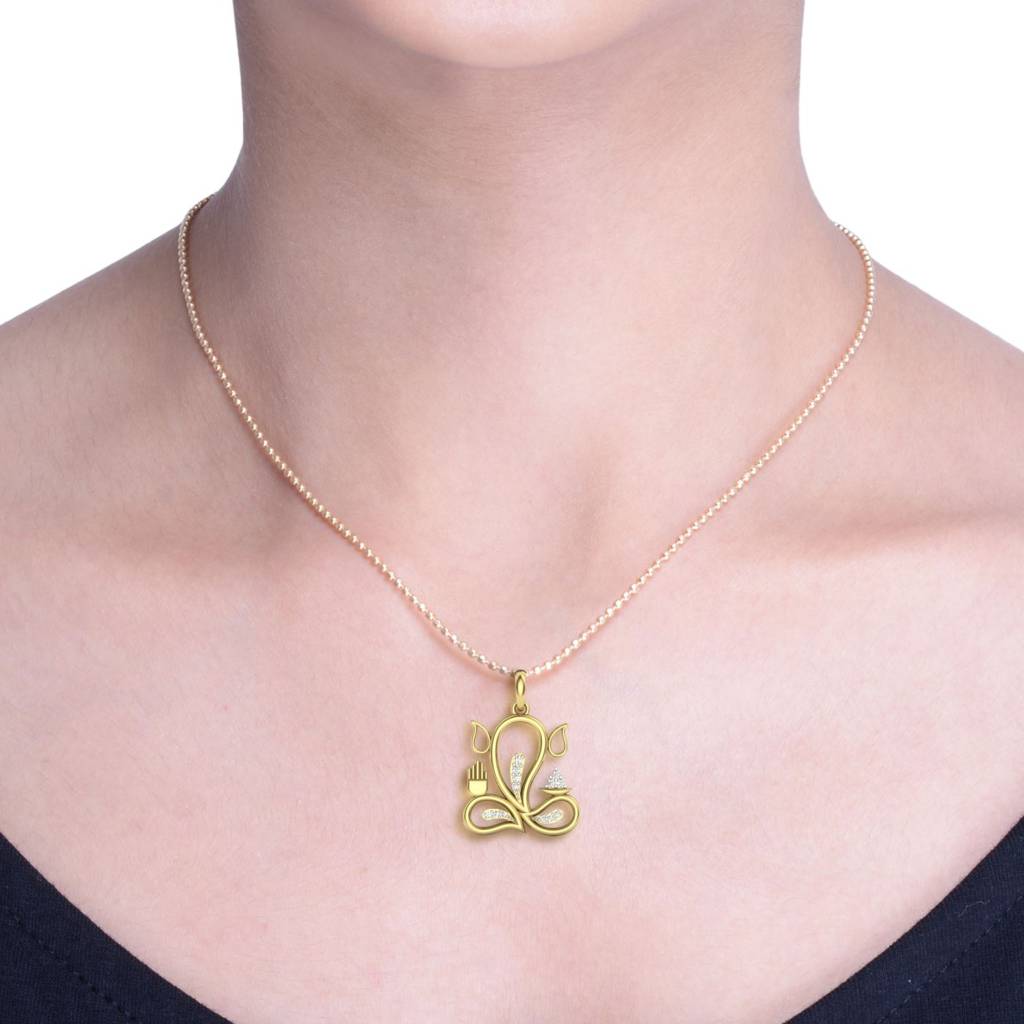 KuberBox 18K Yellow Gold Ganpati Pendant