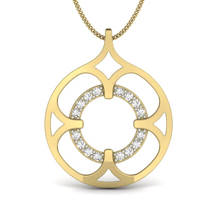 KuberBox 18K Yellow Gold Alankar Pendant