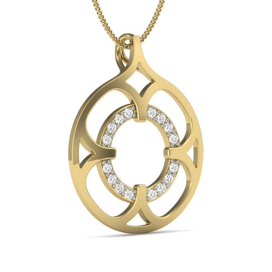 KuberBox 18K Yellow Gold Alankar Pendant