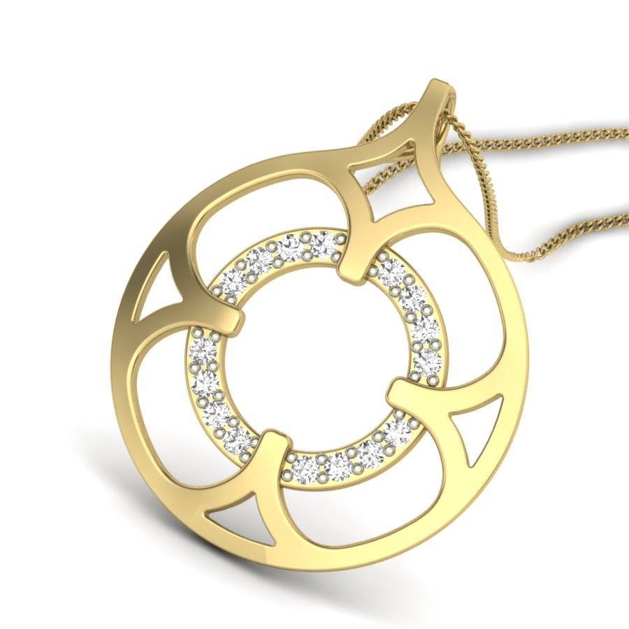 KuberBox 18K Yellow Gold Alankar Pendant