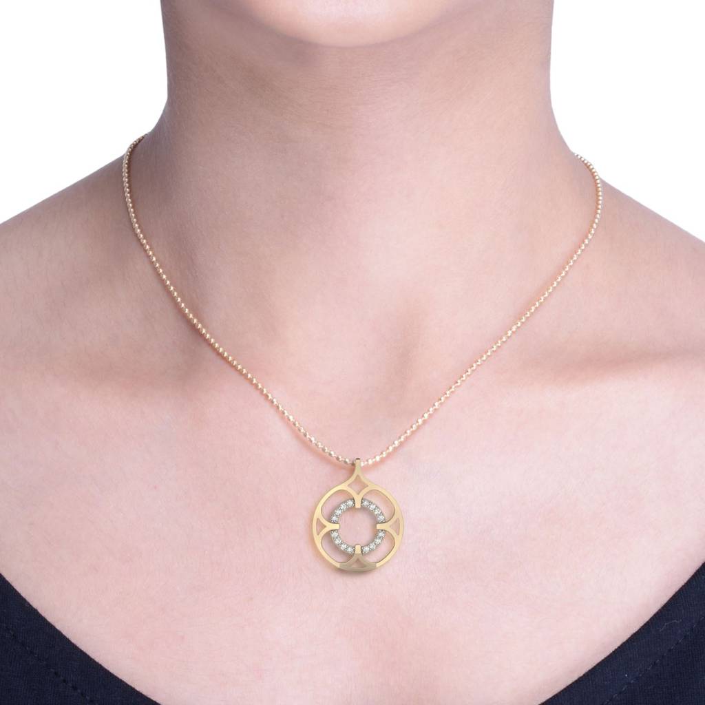 KuberBox 18K Yellow Gold Alankar Pendant