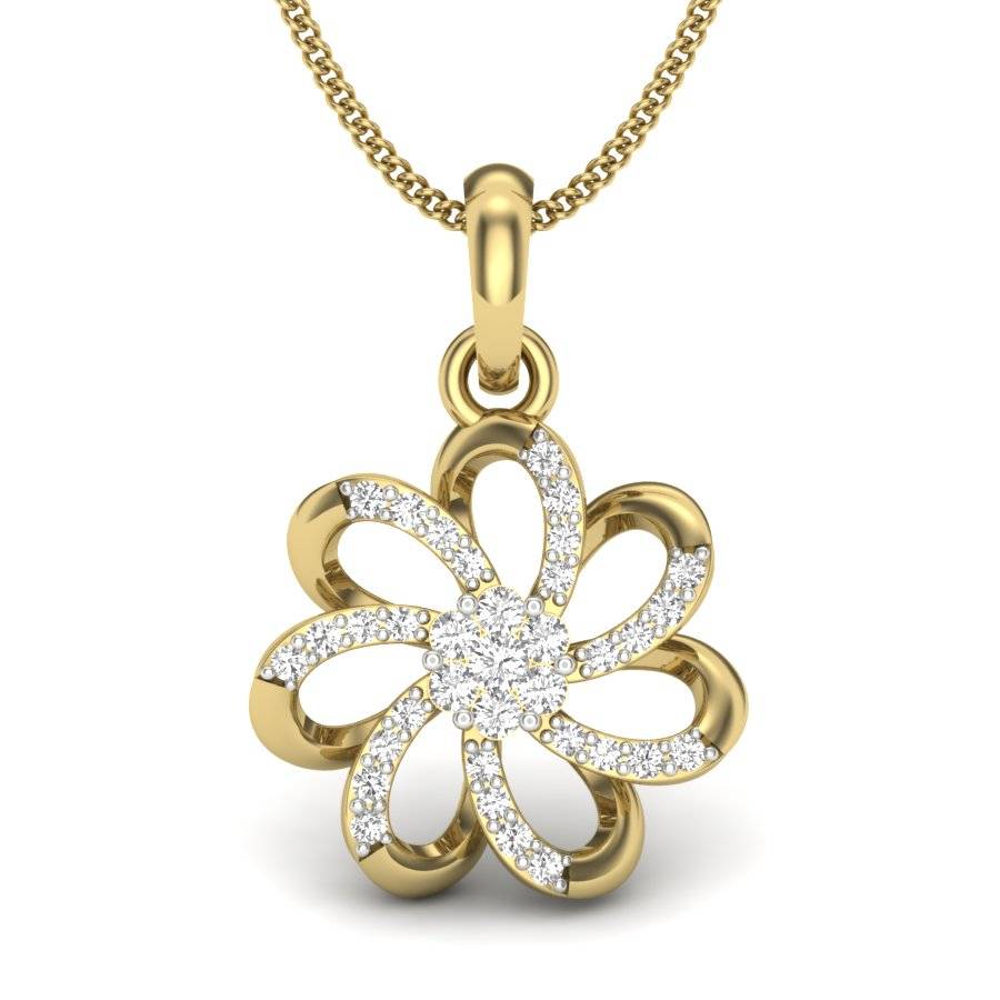 KuberBox 18K Yellow Gold Tipsy Flower Pendant