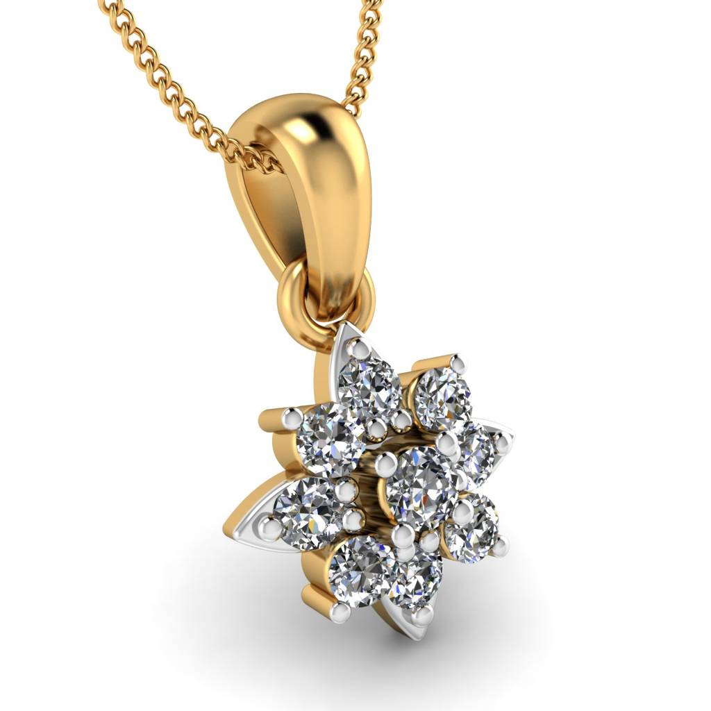 KuberBox 18K Yellow Gold Sheena Flower Pendant