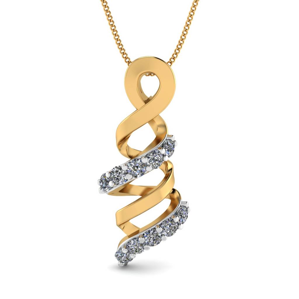 KuberBox 18K Yellow Gold Helix Pendant