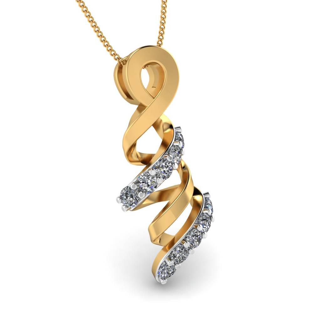 KuberBox 18K Yellow Gold Helix Pendant