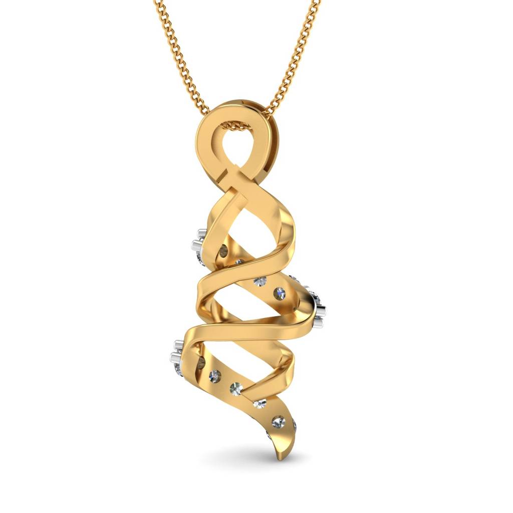 KuberBox 18K Yellow Gold Helix Pendant