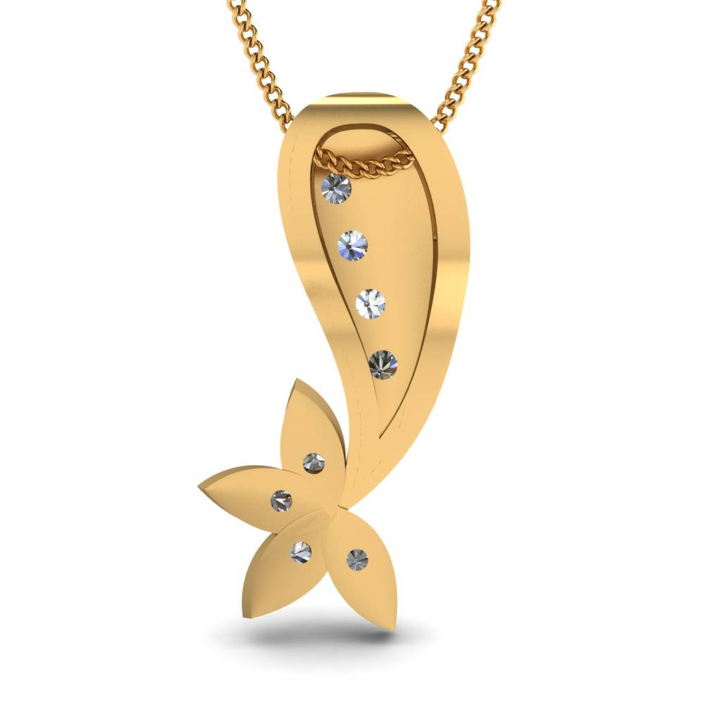 KuberBox 18K Yellow Gold Frozen Dew Pendant