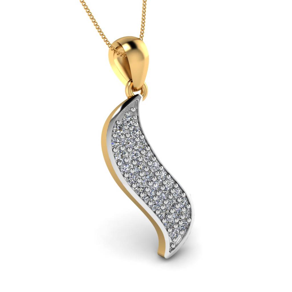 KuberBox 18K Yellow Gold Wave Rush Pendant