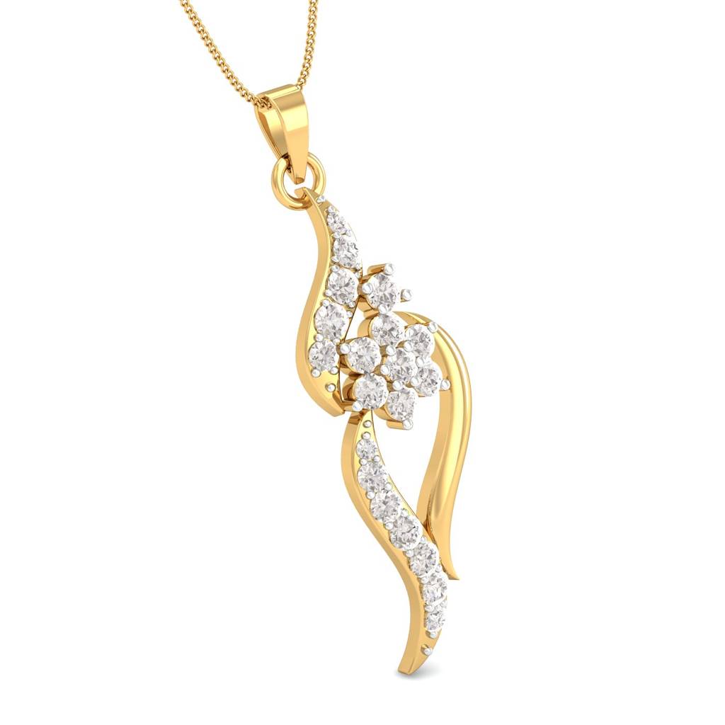 KuberBox 18K Yellow Gold Flowery Finish Pendant