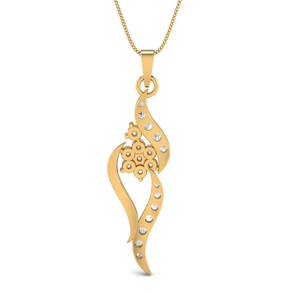 KuberBox 18K Yellow Gold Flowery Finish Pendant