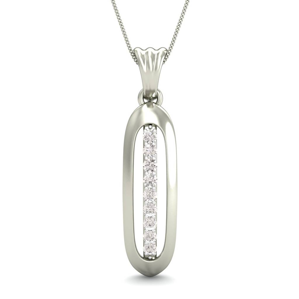 KuberBox 18K White Gold Elongated Eliteness Pendant