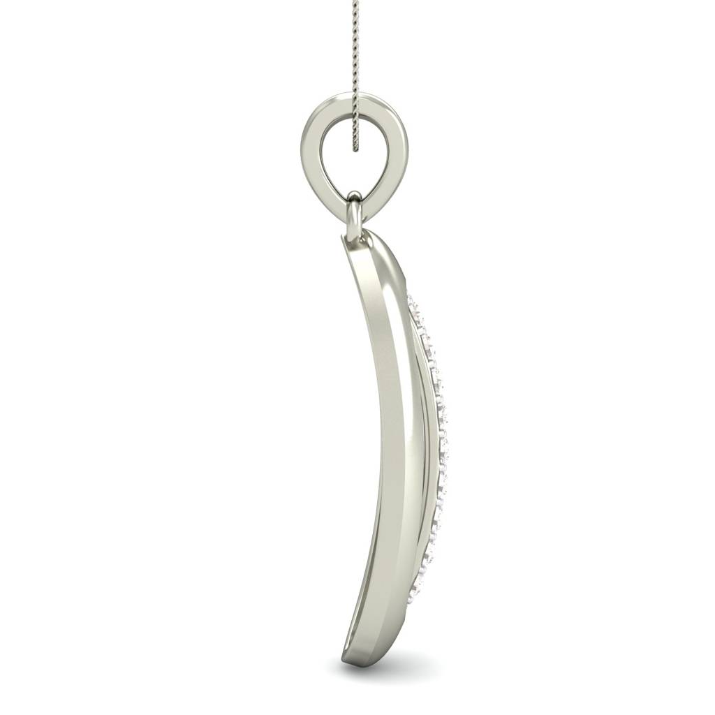 KuberBox 18K White Gold Elongated Eliteness Pendant