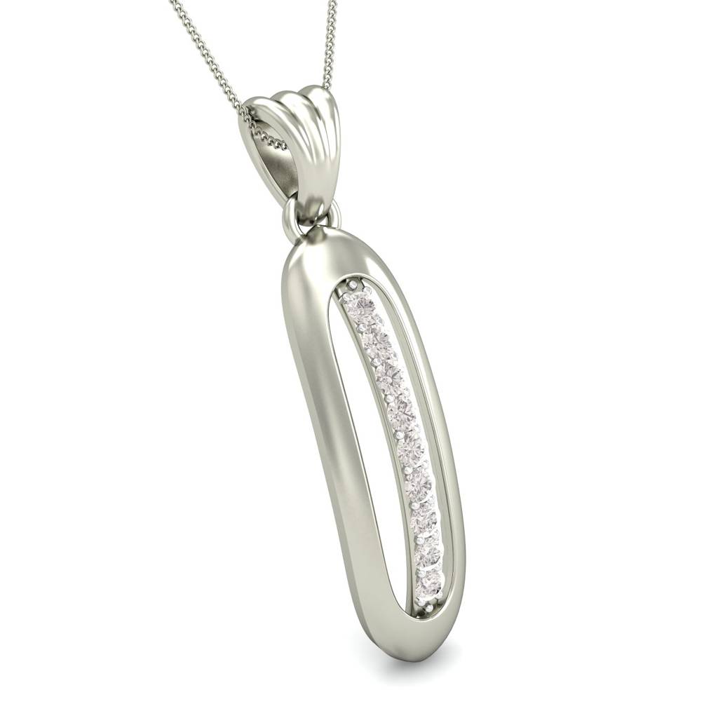 KuberBox 18K White Gold Elongated Eliteness Pendant