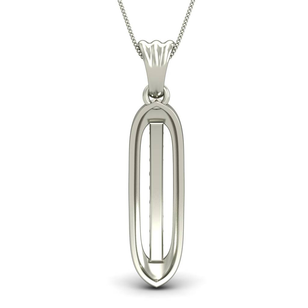 KuberBox 18K White Gold Elongated Eliteness Pendant