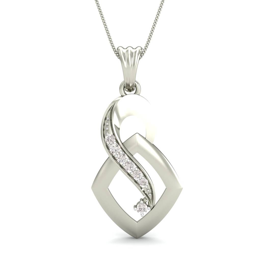 KuberBox 18K White Gold Sharp Featured Pendant