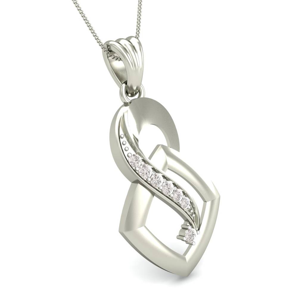 KuberBox 18K White Gold Sharp Featured Pendant