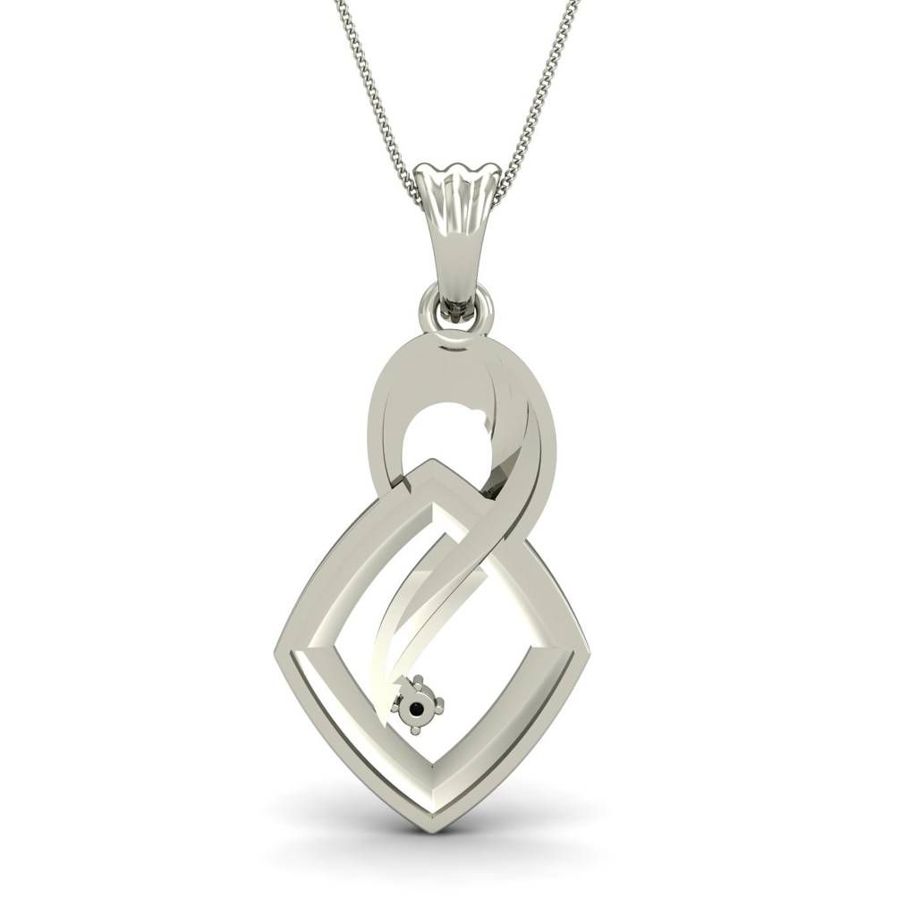 KuberBox 18K White Gold Sharp Featured Pendant
