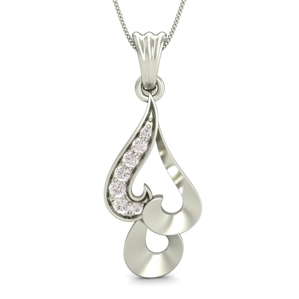 KuberBox 18K White Gold Catchy Trio Pendant