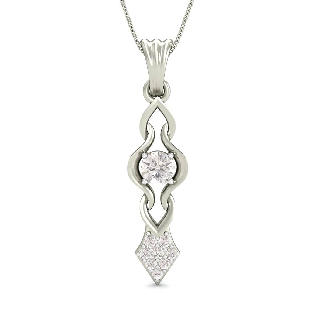 KuberBox 18K White Gold The Charming Solitude Pendant