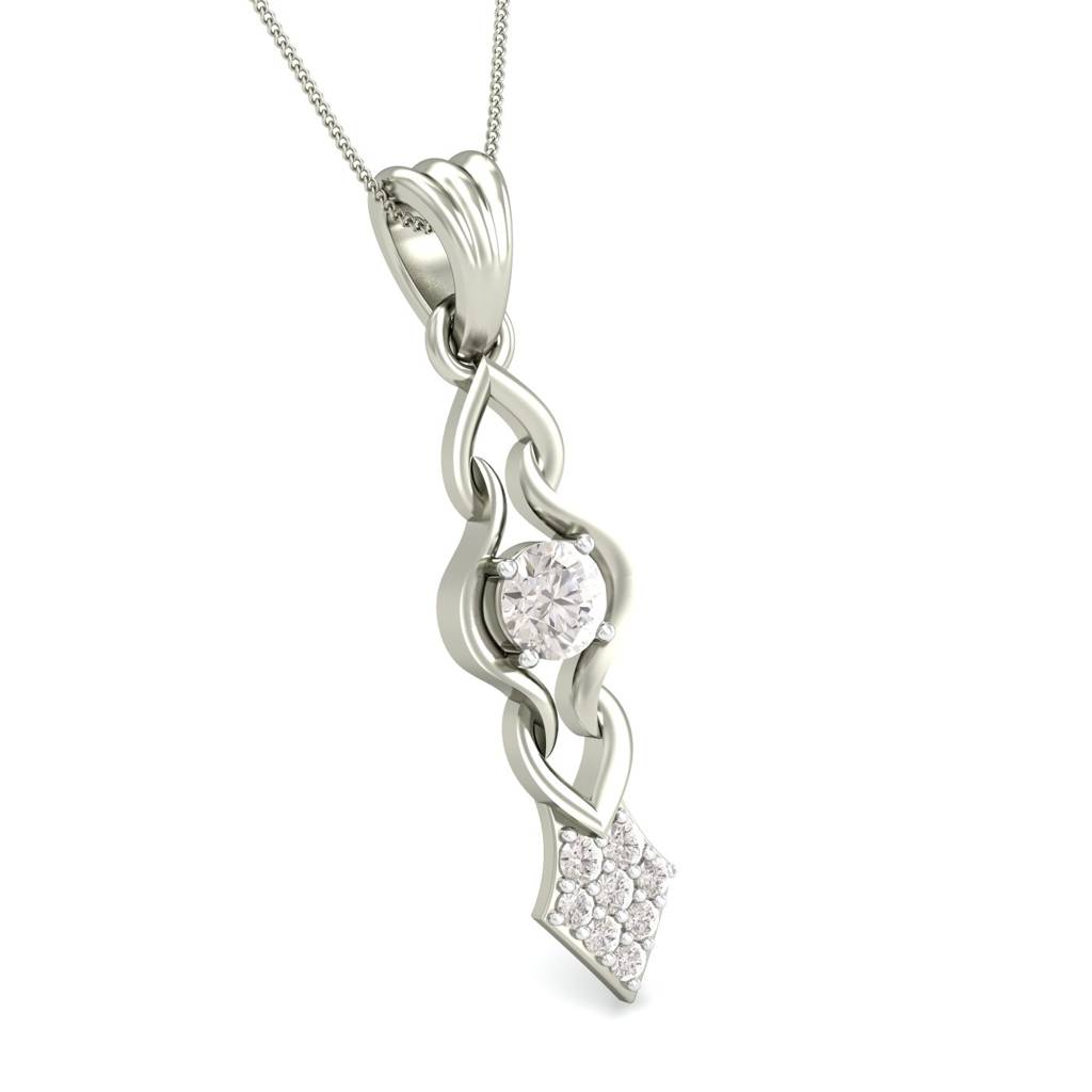 KuberBox 18K White Gold The Charming Solitude Pendant