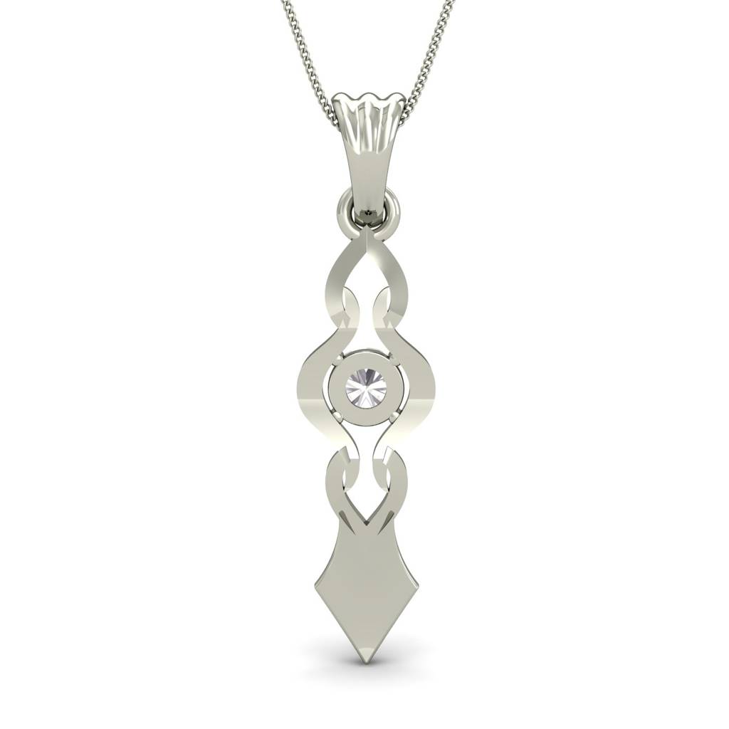 KuberBox 18K White Gold The Charming Solitude Pendant