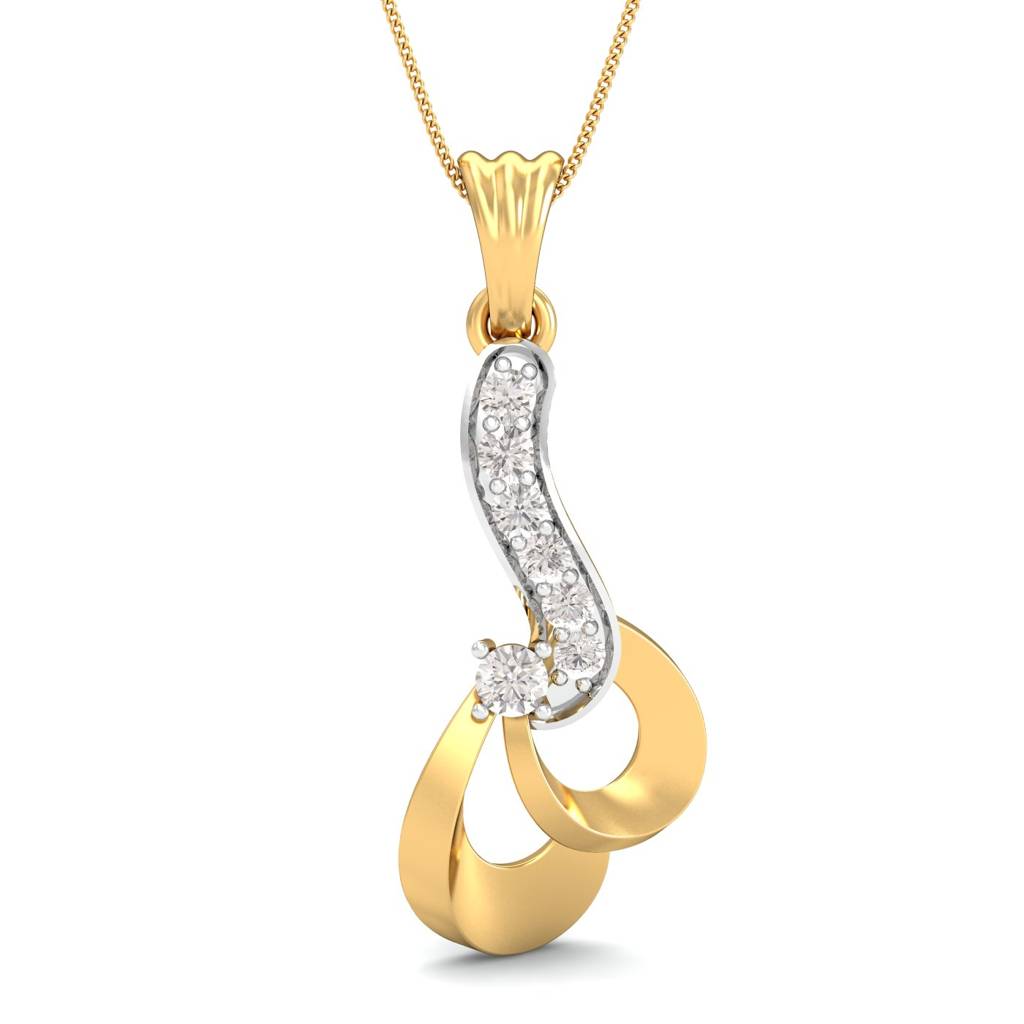 KuberBox 18K Yellow Gold Twisted Simplicity Pendant