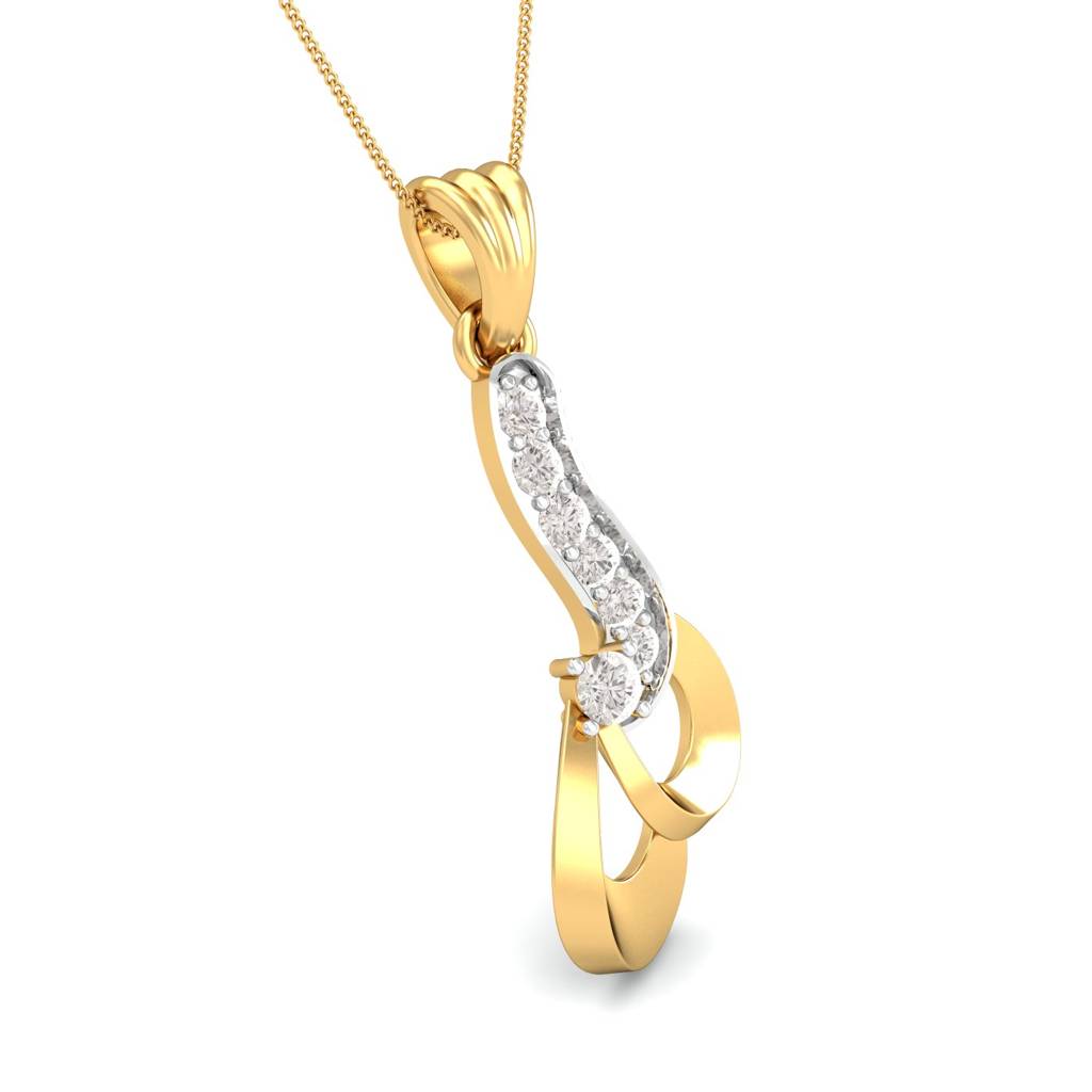 KuberBox 18K Yellow Gold Twisted Simplicity Pendant
