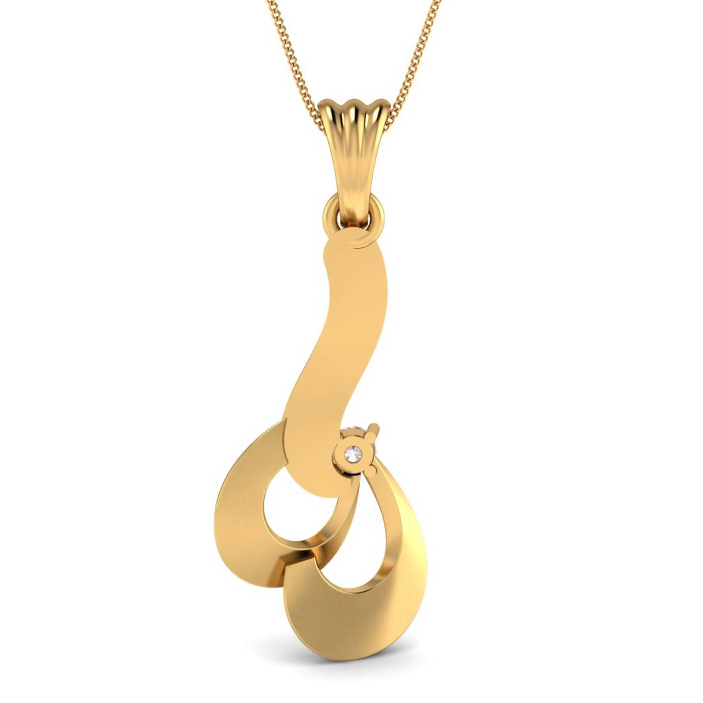 KuberBox 18K Yellow Gold Twisted Simplicity Pendant