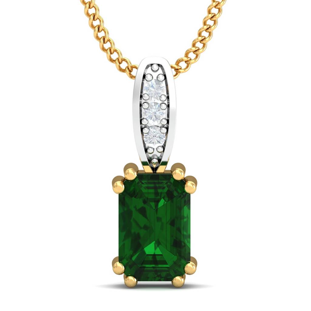 KuberBox 18K Yellow Gold Meridian Emerald Pendant