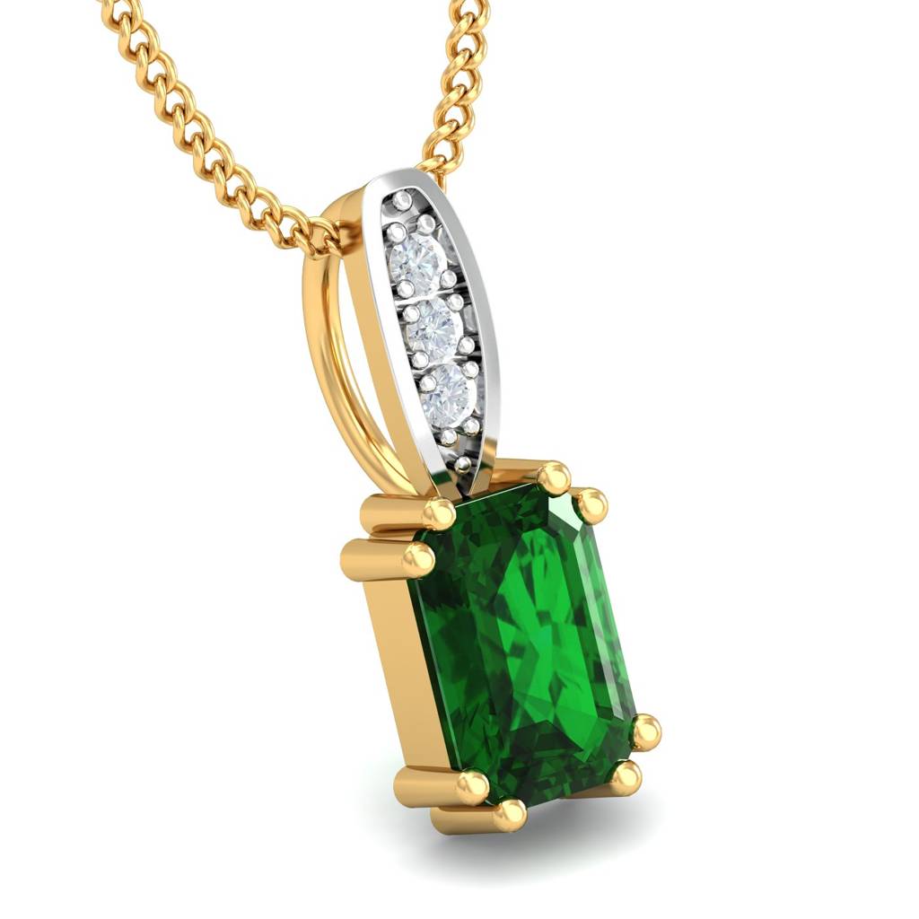 KuberBox 18K Yellow Gold Meridian Emerald Pendant