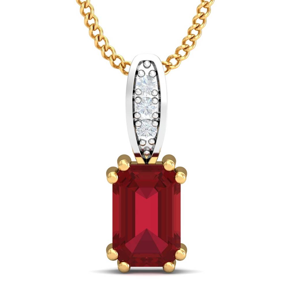 KuberBox 18K Yellow Gold Meridian Ruby Pendant