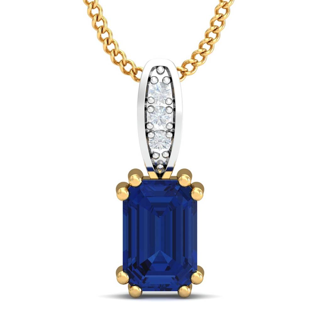 KuberBox 18K Yellow Gold Meridian Blue Sapphire Pendant