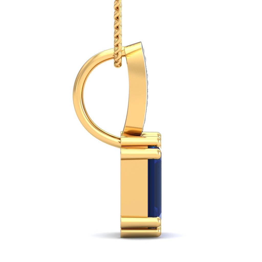 KuberBox 18K Yellow Gold Meridian Blue Sapphire Pendant