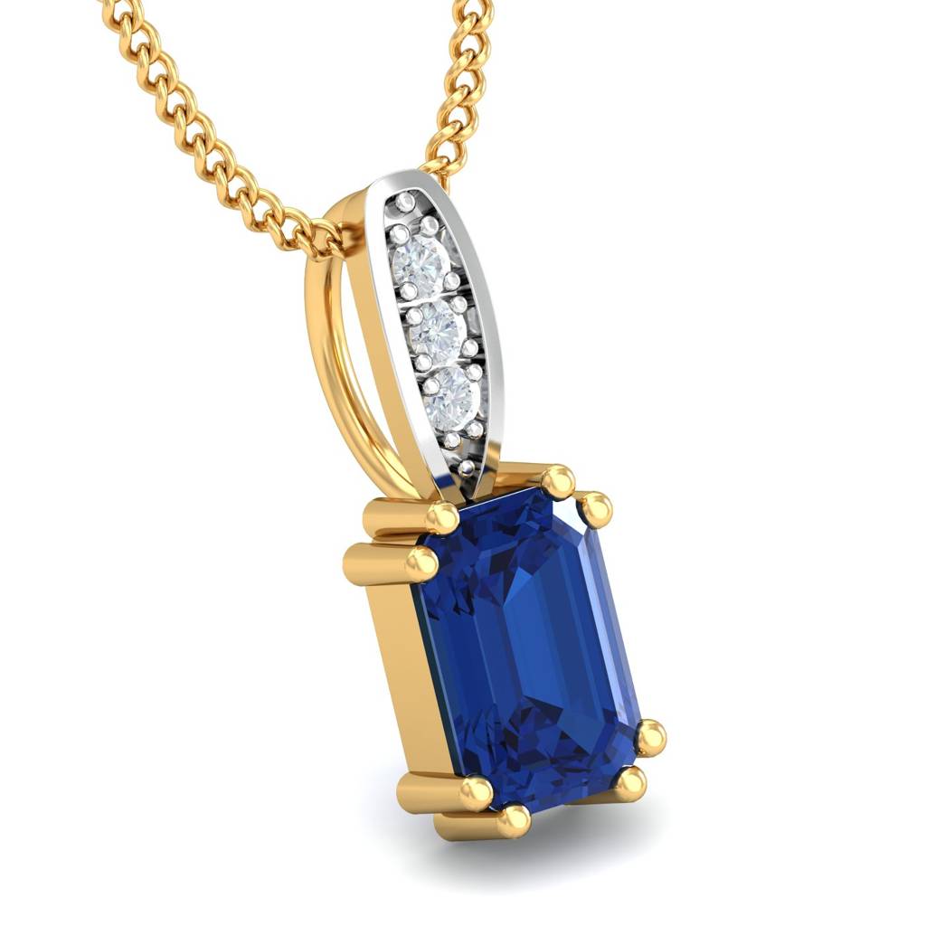 KuberBox 18K Yellow Gold Meridian Blue Sapphire Pendant