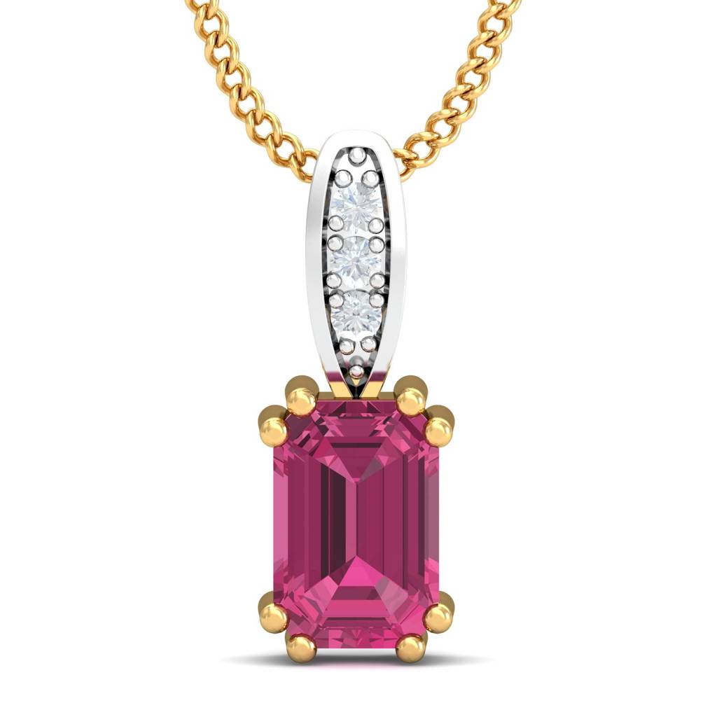 KuberBox 18K Yellow Gold Meridian Pink Sapphire Pendant