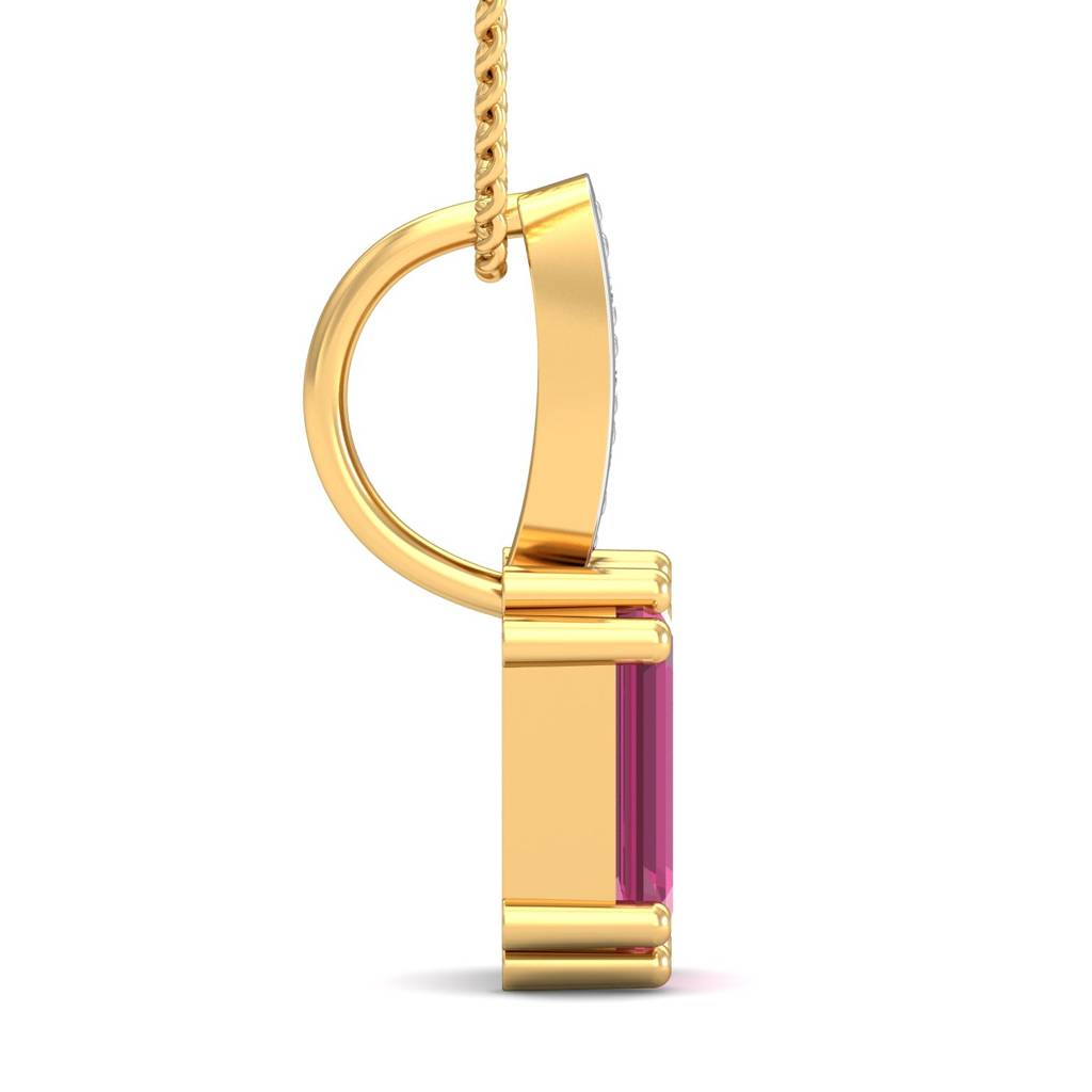 KuberBox 18K Yellow Gold Meridian Pink Sapphire Pendant