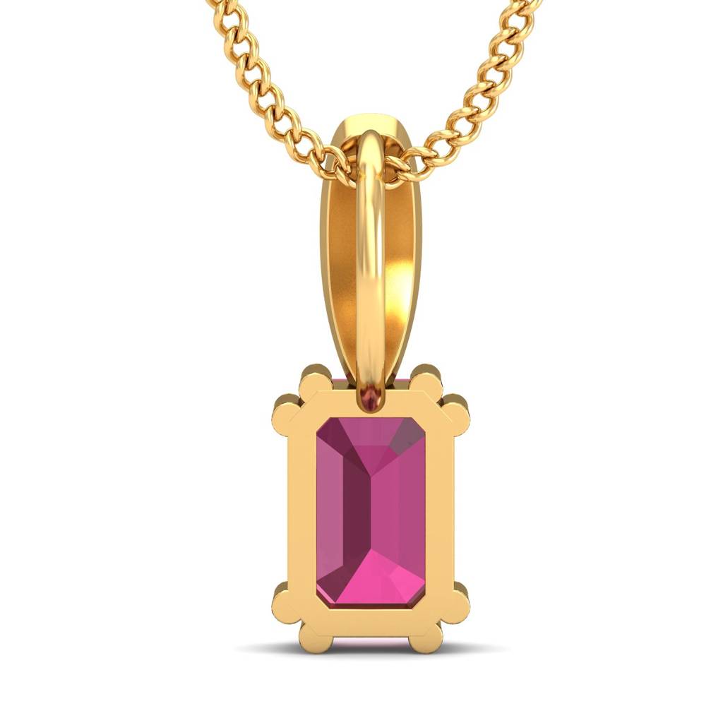 KuberBox 18K Yellow Gold Meridian Pink Sapphire Pendant