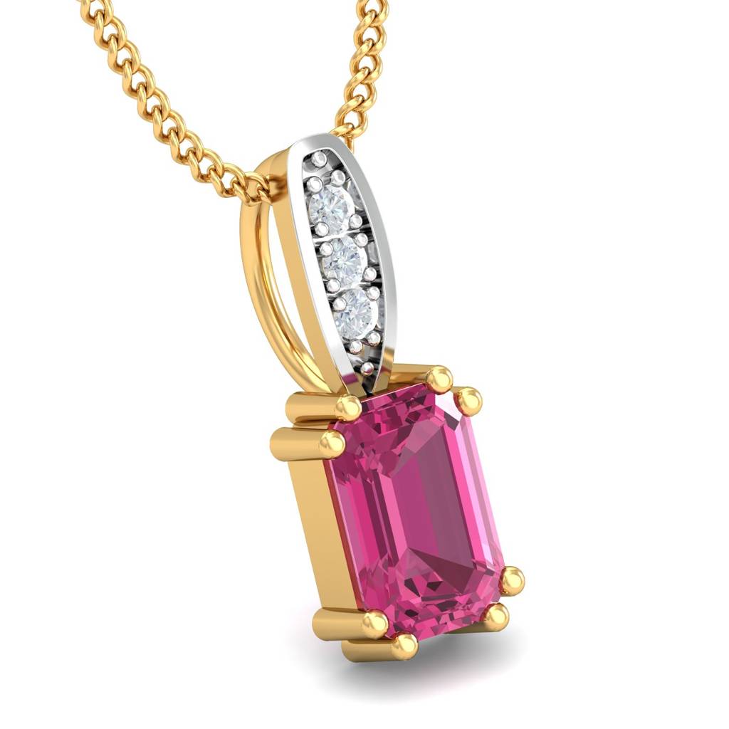 KuberBox 18K Yellow Gold Meridian Pink Sapphire Pendant