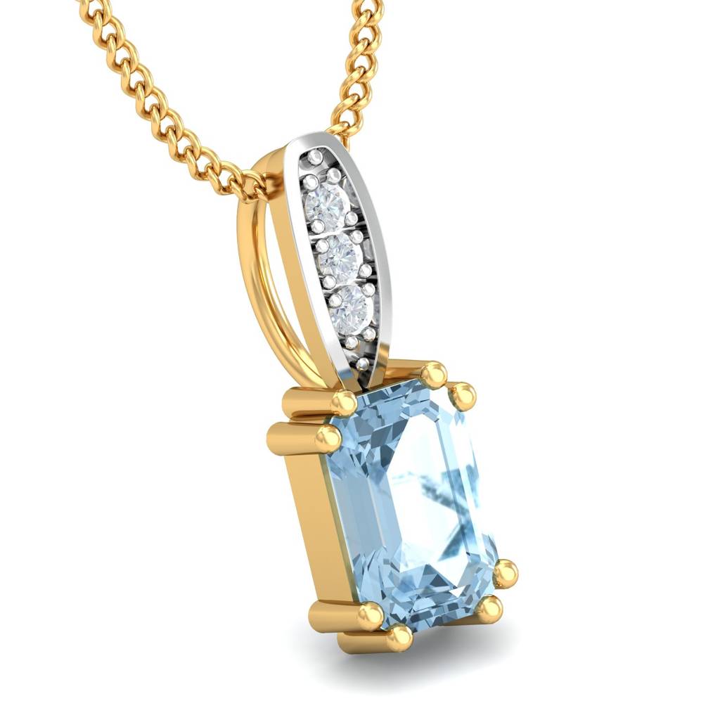 KuberBox 18K Yellow Gold Meridian Topaz Blue Pendant