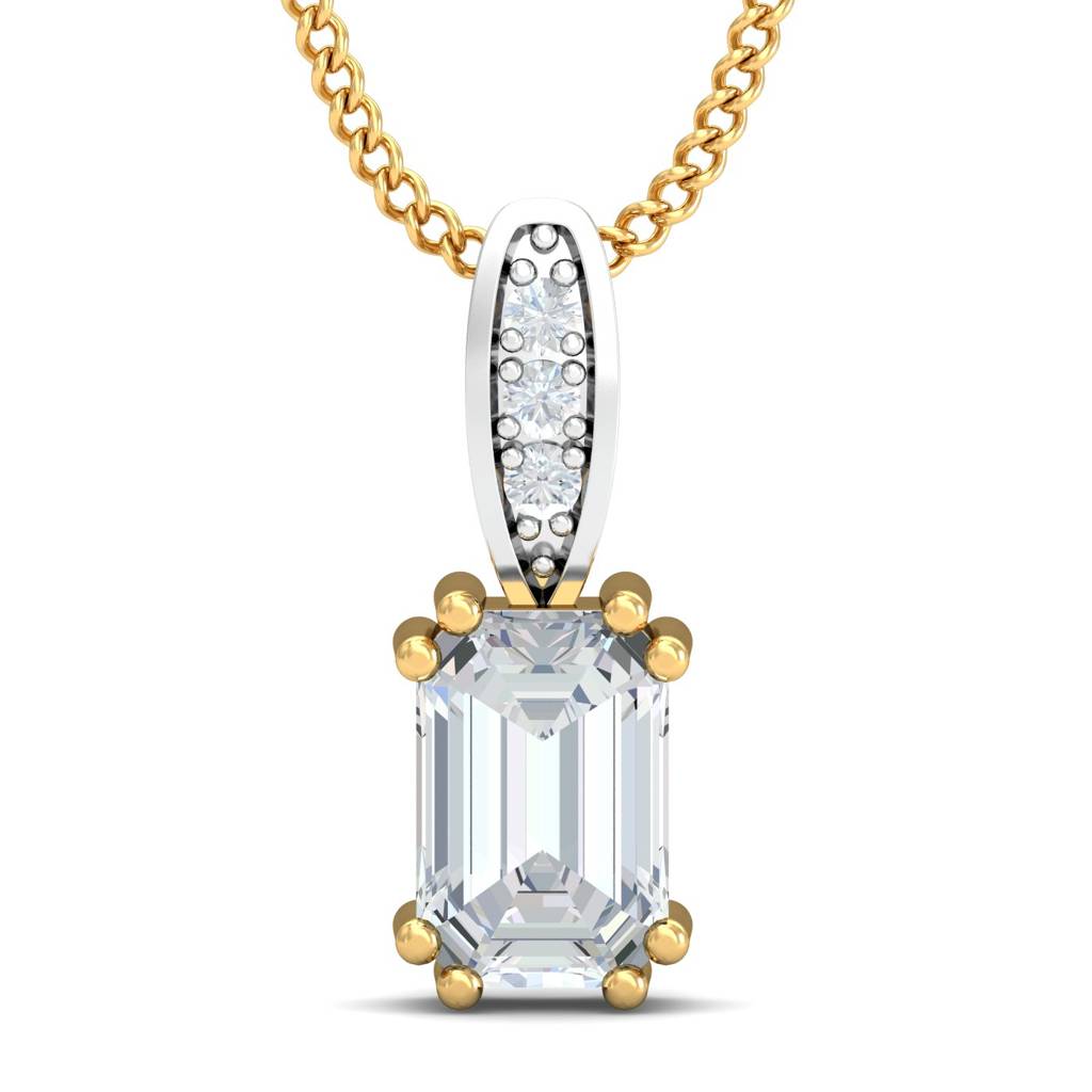 KuberBox 18K Yellow Gold Meridian White Sapphire Pendant