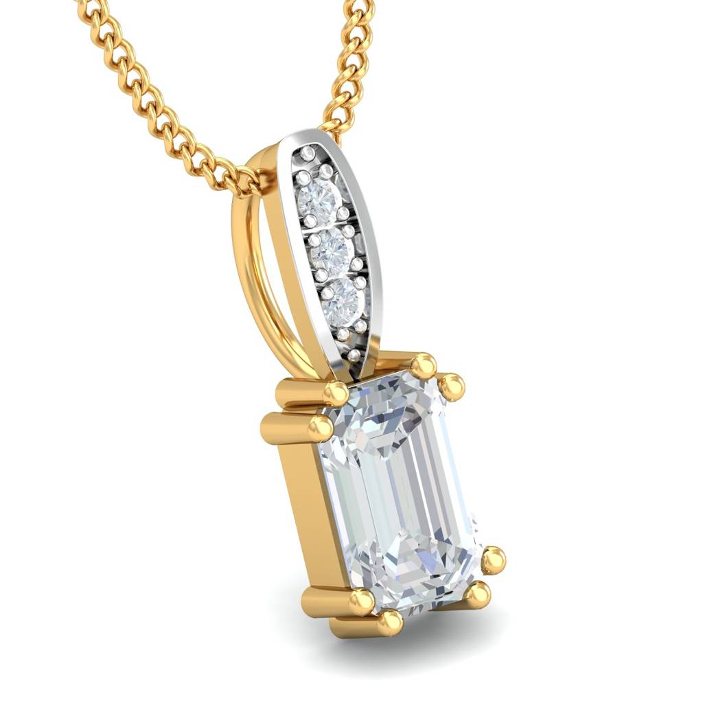 KuberBox 18K Yellow Gold Meridian White Sapphire Pendant