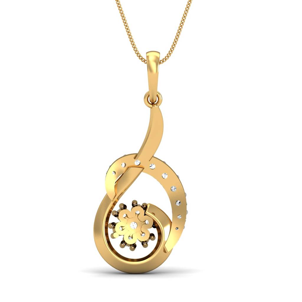 KuberBox 18K Yellow Gold Cherished Diamonds Pendant