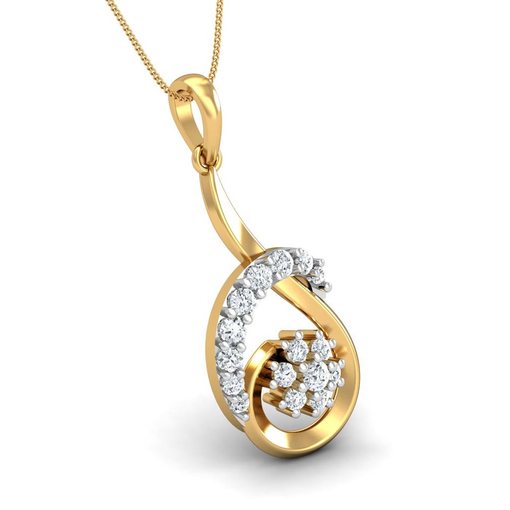 KuberBox 18K Yellow Gold Cherished Diamonds Pendant