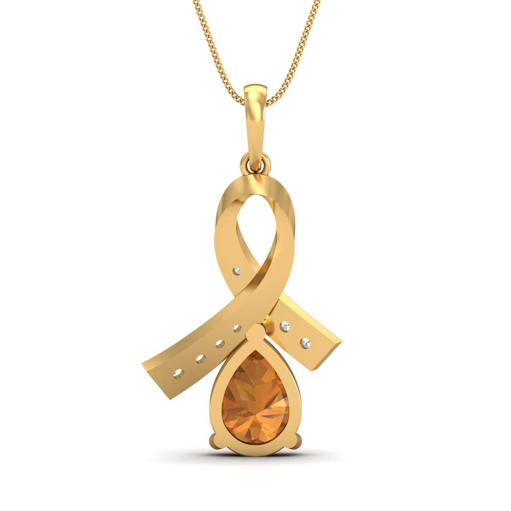 KuberBox 18K Yellow Gold Attaché Citrine Pendant