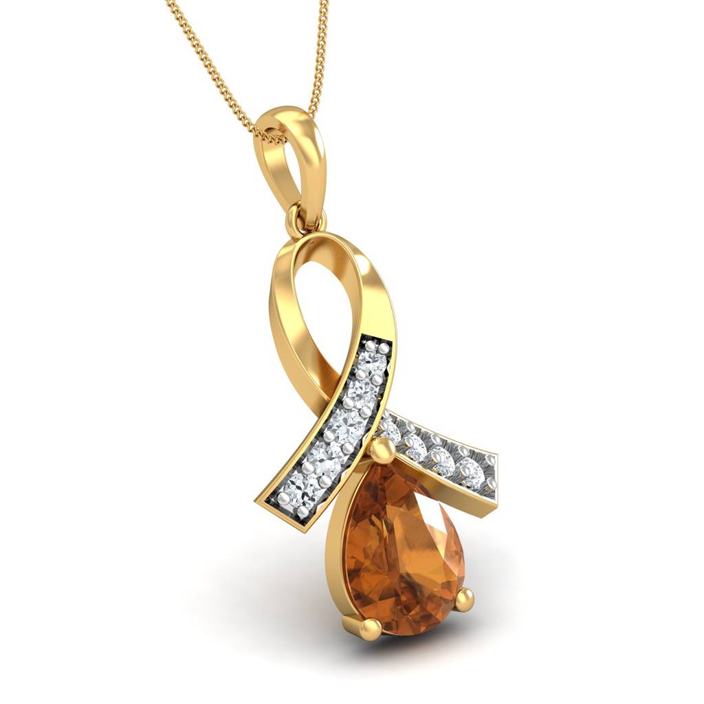 KuberBox 18K Yellow Gold Attaché Citrine Pendant